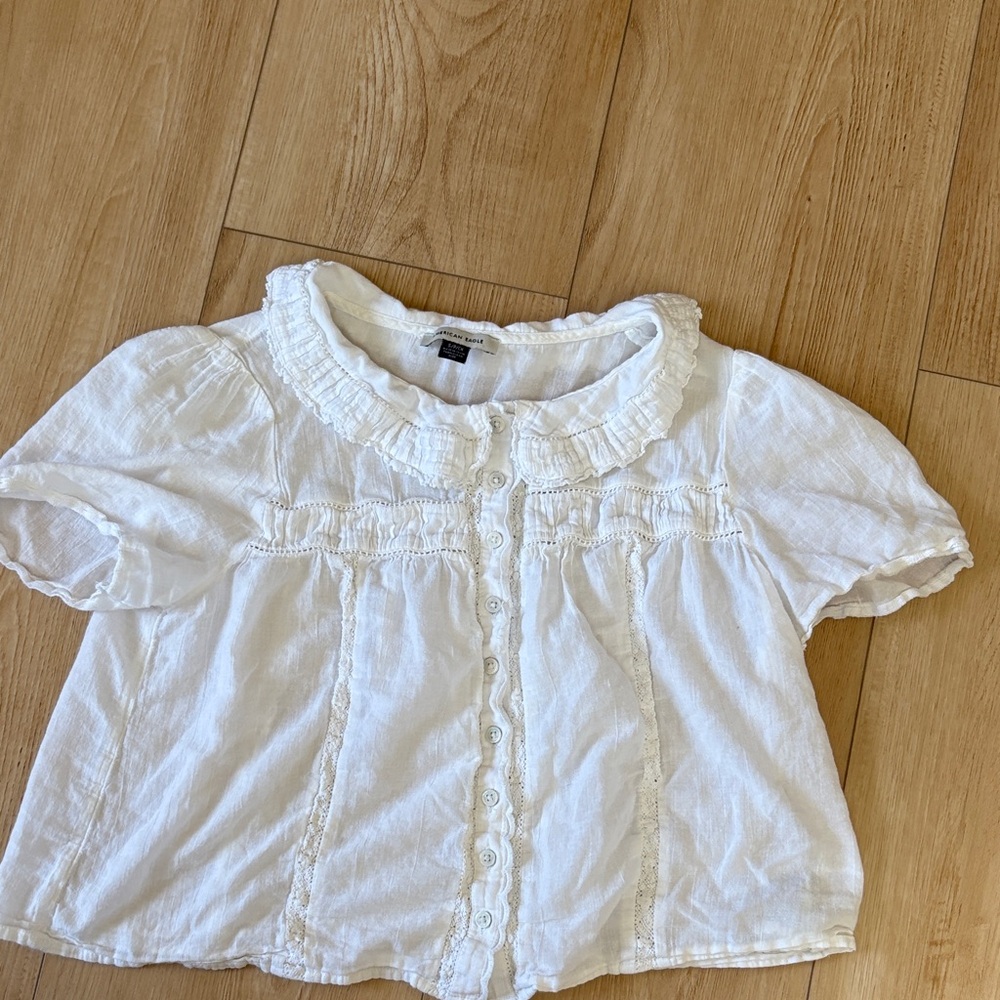 100% cotton peter pan collar top